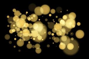 Golden bokeh effect on black background vector