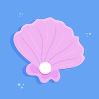 Underwater pink clam shell with a shiny pearl vector