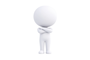 A simple, stylized figure with round head and arms crossed, embodying a neutral or contemplative pose. png