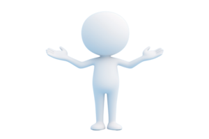 A simple, cartoon-like character with a round head and outstretched arms, conveying openness or welcoming gesture. png