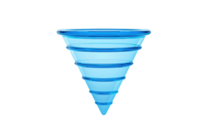 A vibrant blue funnel with a conical shape and horizontal grooves, designed for pouring liquids or fine substances. png