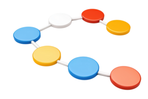 colorida circular nós conectado de branco linhas, formando uma único forma ou padronizar. png