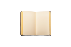 An open book with blank pages, showcasing its simplicity and potential for writing or creativity. png