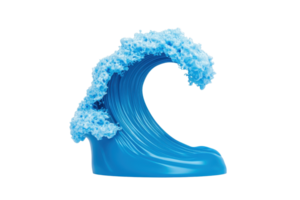 A vibrant blue wave sculpture with frothy peaks, capturing the essence of ocean movement and energy. png
