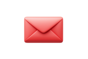 A vibrant red envelope with a classic flap design, symbolizing communication and messages. png