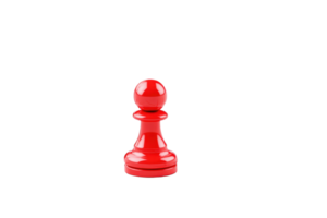 A shiny red pawn chess piece stands prominently, showcasing its smooth contours and distinct shape. png