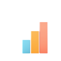 Three colorful bars in increasing height represent growth or progress in a graphical format. png