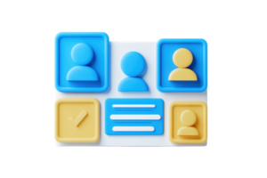 A colorful, stylized representation of user profile icons and a form layout, highlighting personal information and identity. png