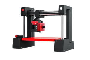 A 3D printer featuring a robust frame, precision nozzle, and a large build platform, designed for creating intricate models and prototypes. png