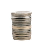 A stack of coins arranged neatly, showcasing their metallic sheen and circular shape. png