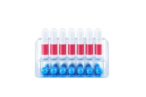 A series of laboratory test tubes with colored liquid, arranged neatly in a rack for analysis and experimentation. png