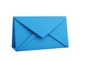 A vibrant blue envelope with a triangular flap, showcasing a clean and modern design. png