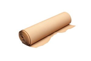 A rolled sheet of brown kraft paper, with a gentle curve exposing its inner surface, ideal for crafts and packaging. png