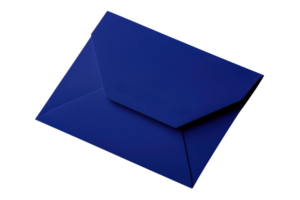 A closed blue envelope with a pointed flap, showcasing a sleek and modern design. png