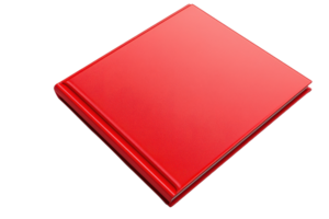 A vibrant red binder with a sleek design, ideal for organizing documents and enhancing workspace aesthetics. png