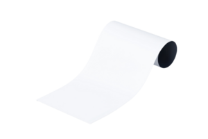 A rolled sheet of white paper, partially unrolled, showcasing a smooth surface and a slight curve. png