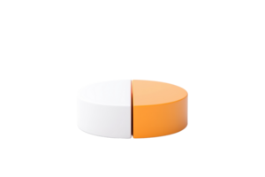 A round object divided into two equal sections, one white and one orange, showcasing a contrasting color scheme. png