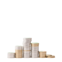 A stack of coins arranged in ascending order, showcasing a variety of sizes and colors, representing wealth and currency. png