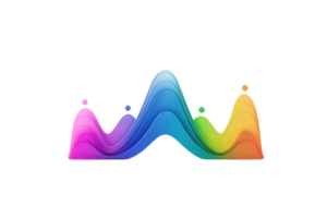 A colorful wave-like graphic with peaks and valleys in vibrant hues, representing sound or data visualization. png