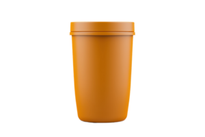 A bright orange container with a smooth surface and a secure lid, designed for storage or transport. png