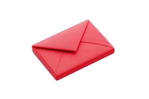 A vibrant red envelope with a triangular flap design, symbolizing communication and correspondence. png