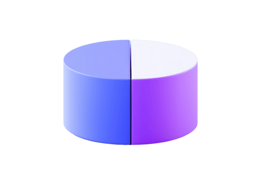 uma circular gráfico dividido para dentro dois igual Seções, 1 dentro azul e a de outros dentro roxo, visualmente representando dados distribuição. png