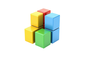 A cluster of colorful building blocks arranged in a playful formation. png