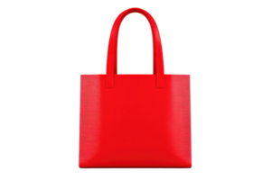 A vibrant red tote bag with dual handles, showcasing a sleek and modern design. png