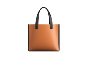 A stylish orange tote bag with black handles, showcasing a modern and sleek design perfect for everyday use. png