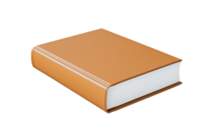 A closed book with a smooth orange cover and white pages, showcasing a simple yet elegant design. png