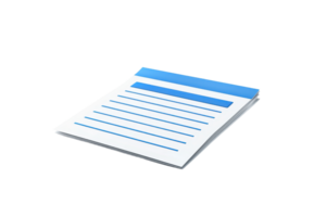 A notepad with blue lines and a blue top section, designed for writing notes or lists. png