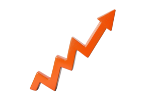 An upward-pointing zigzag arrow symbolizing growth and progress. png