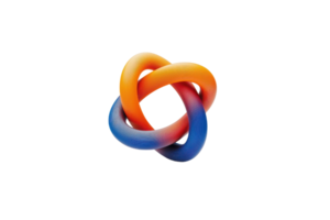 A modern, intertwined design featuring orange and blue curves, creating a sense of unity and motion. png