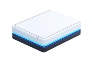 A sleek, rectangular device with a smooth surface and a glowing blue edge. png