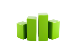 Four green blocks of varying heights arranged to create a bar-like structure, showcasing a modern and minimalistic design. png