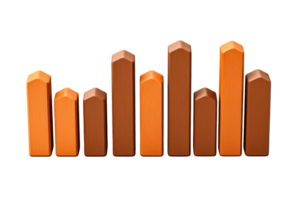 A series of orange vertical bars of varying heights, representing data or statistics in a graphical format. png