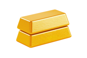 Two gold bars stacked, showcasing their shiny, metallic surface and rectangular shape. png