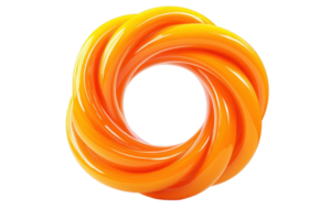 A vibrant, swirling orange circular shape with a smooth, glossy texture, creating a dynamic sense of movement. png