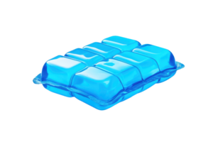A blue ice tray with rectangular compartments designed for freezing water into ice cubes. png