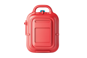 A vibrant red storage container featuring a handle and a secure latch, designed for practicality and ease of use. png
