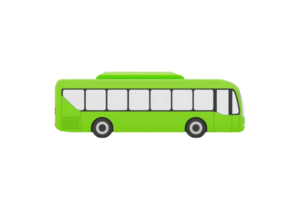 A green bus with large windows and a sleek design, showcasing a modern and eco-friendly transportation option. png
