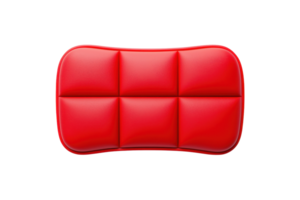 A vibrant red cushion with a segmented design, featuring a smooth texture and rounded edges. png