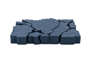 A cracked, rugged surface resembling a broken rock formation with uneven edges and deep crevices. png