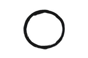 A simple black circular shape, featuring a slightly irregular edge, resembling a ring or loop. png