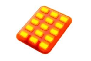 A colorful rectangular object with multiple illuminated sections, resembling a modern design or control panel. png
