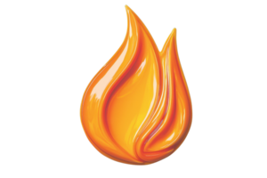 A stylized, vibrant orange flame with smooth curves showcasing its dynamic shape. png
