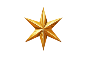 A shiny, golden star with eight points, exhibiting a three-dimensional design that emphasizes depth and texture. png