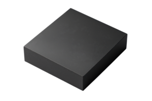 A sleek black square object with smooth surfaces and sharp edges, appearing modern and minimalist. png