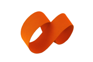 uma vibrante, torcido laranja fita cria uma dinâmico visual fluxo, exibindo textura e cor. png