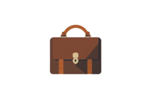 A stylish brown briefcase featuring a secure lock and dual handles, embodying professionalism and sophistication. png